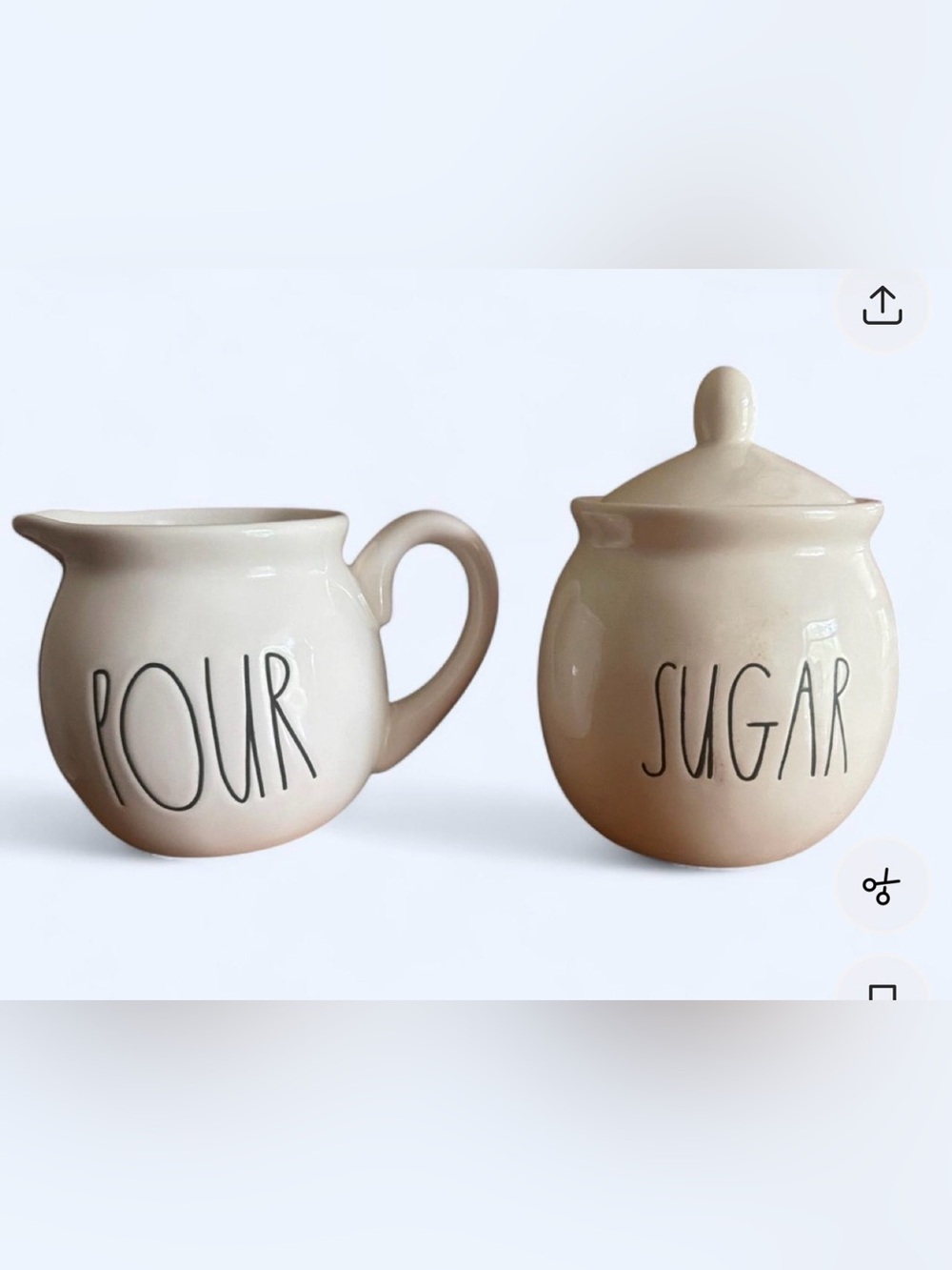 Rae Dunn Cream Ceramic Sugar Jar & Pour Creamer